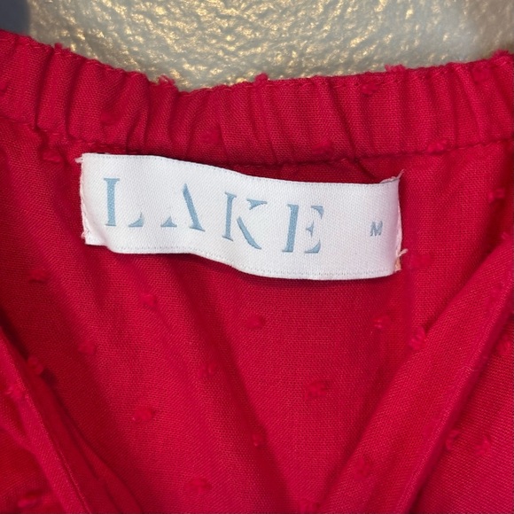 LAKE Medium Lolly Swiss Dot Cotton Poplin Ruffle Dress Heatwave Pink - Picture 5 of 7